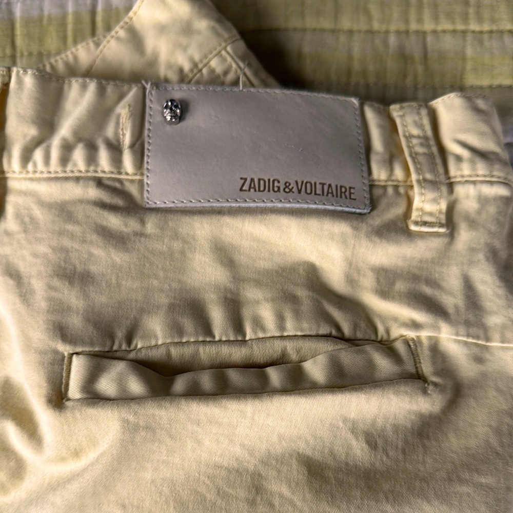 Zadig and Voltaire butter yellow with cotton stretch crop pants, EU size 34/US 4